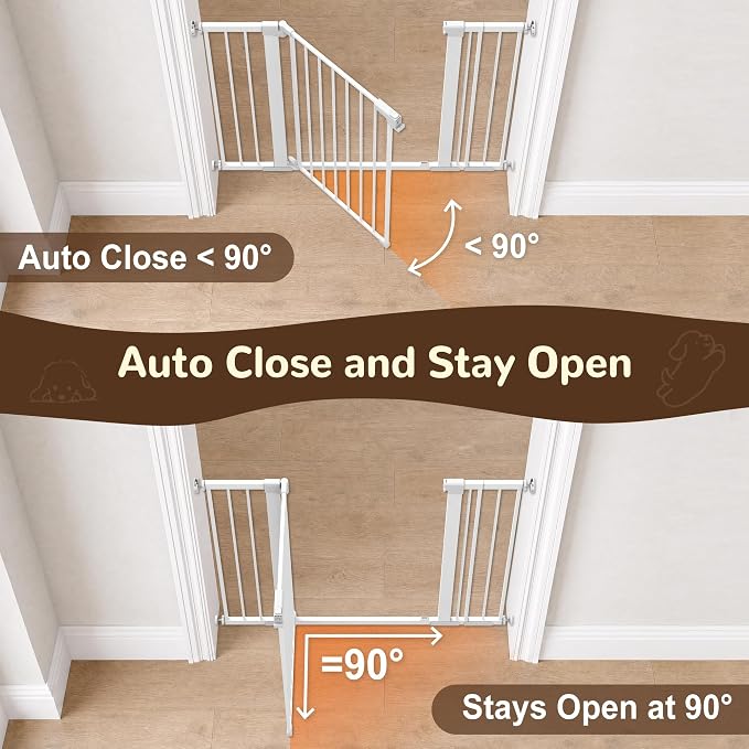 36” Tall Pet Gate with Door 29.7-48.8” Wide Adjustable Baby Gate | Auto Close, Pressure Mount Dog Gates for Doorways No Drilling, Indoor Puppy Gates for the House, Stairways, Hallways