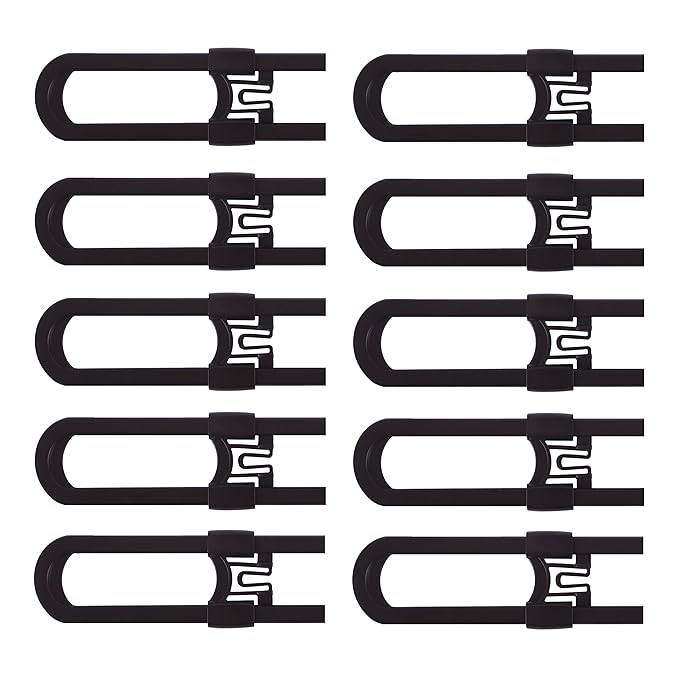 Sliding Cabinet Locks Baby Proofing ??Adjustable Child Safety Latches for Knobs & Handles ??10 Pack ??No Adhesive Drilling or Tools - Brown