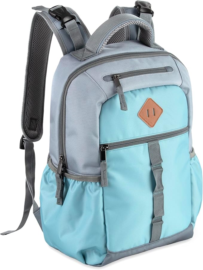 Baby Essentials Two Tone Diaper Bag Backpack with Portable Changing Pad, Stroller Straps, Insulated Bottle Pocket, 2 Pc Set (Teal)