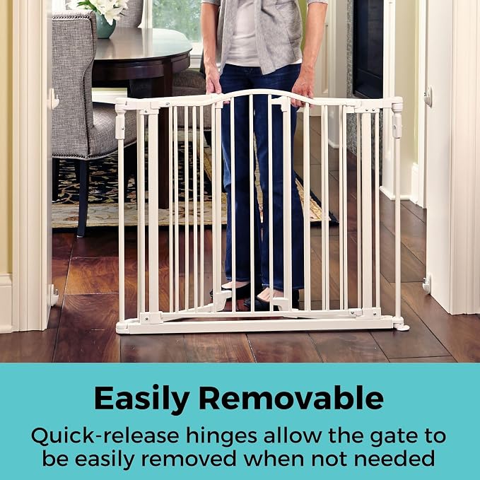 Toddleroo by North States - Deluxe Décor Safety Gate: Hardware Mounted Extra Wide Metal Baby Gate - Adjustable Child Gate - 38.3 to 72 Inches Wide - 30 Inches Tall - Warm White