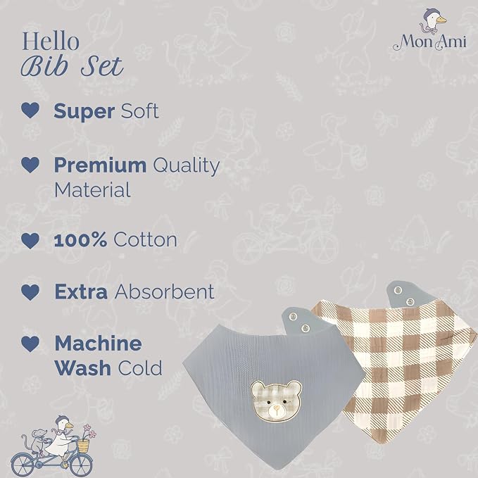 MON AMI Muslin Burp Cloths for Baby – 100% Cotton Burping Cloths for Babies, Extra Absorbent, Ultra-Soft, Baby Essentials