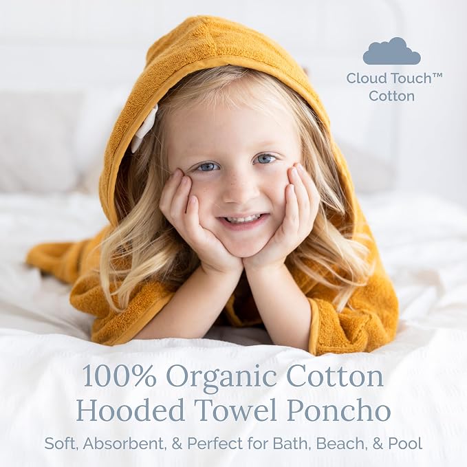 Natemia Hooded Towel Poncho – 100% Organic Cotton - Kids & Toddler Beach Towel with Hood - GOTS Certified - Gentle on Sensitive Skin - Cozy Swim & Bath Towel for Boys, Girls - Perfect Registry Gift