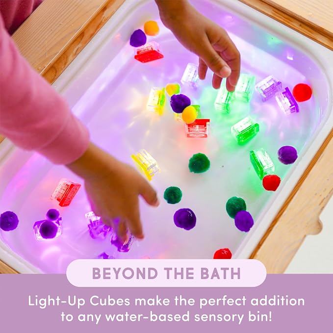 Glo Pals Water Activated Light-Up Sensory Bath Toy 12 Cube Variety Pack for Bathtime and Sensory Play, 12 Reusable Light-Up Cubes for Kids and Toddlers, Variety Pack