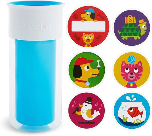 Munchkin® Miracle® 360 Insulated Sippy Cup, Includes Stickers to Customize Cup, 9 Ounce, Blue