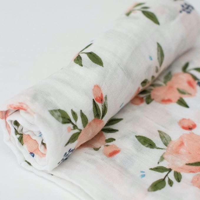 Little Unicorn Premium Cotton Swaddle Baby Blanket | Breathable Fabric | for swaddling, Play, Nursing & More (Watercolor Roses)