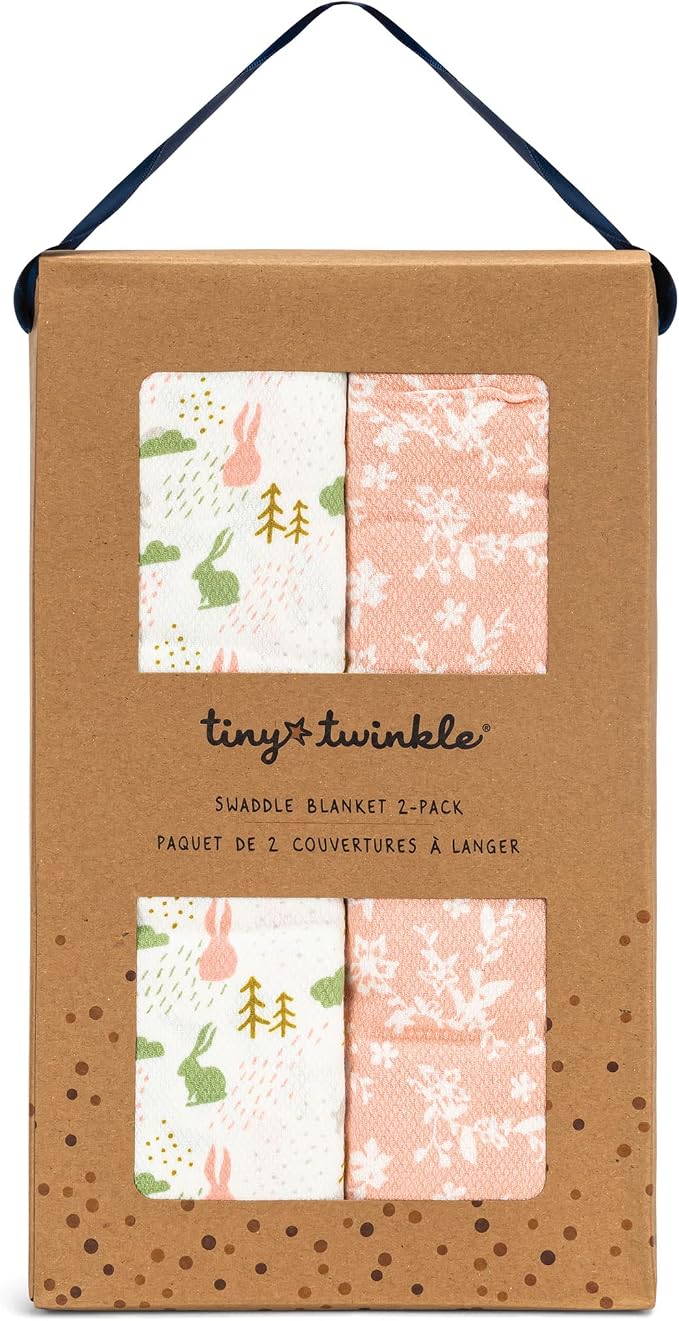 Tiny Twinkle Kaffle Swaddle Blanket 2-Pack - Soft and Silky Baby Blanket to Wrap and Swaddle Newborns, Sized 47 x 47(Blush)