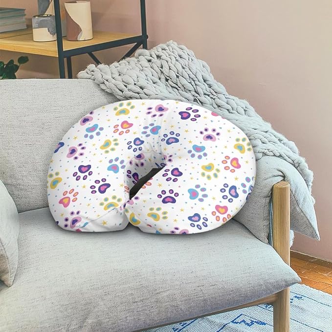 Colorful Dog Paws Nursing Pillow Cover, Premium Quality Soft Breast Feeding Pillow Covers Great for Breastfeeding Moms