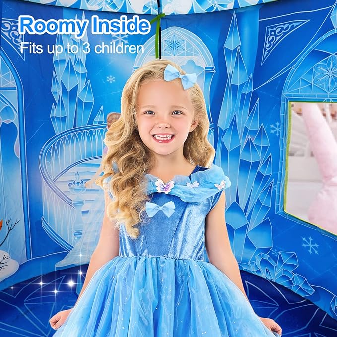Hamdol Princess Play Tent for Girls, Frozen Toy, Ice Castle Kids Playhouse for Indoor & Outdoor, Imaginative Castle Tent with Carry Bag, Perfect Easter, Birthday & Valentine Gift for Girls Ages 2??