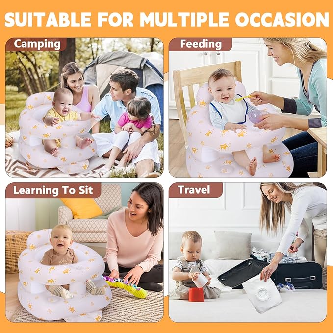Inflatable Baby Seat for Babies 3 Months & Up, Inflatable Baby Support Seat for Sitting Up, Toddler Baby Floor Chair with Built in Air Pump, Upgrade Water Injection Function, More Stable (Color#04)