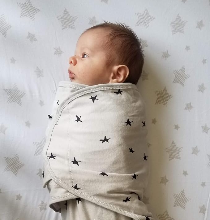 Ely's & Co. Adjustable Swaddle Blanket Infant Baby Wrap Set 3 Pack Grey and Black 0-3 Months