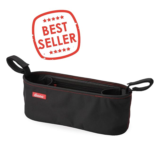 Diono Buggy Buddy Universal Stroller Organizer with Cup Holders, Secure Attachment, Zippered Pockets, Safe & Secure, Black (Pack of 3)