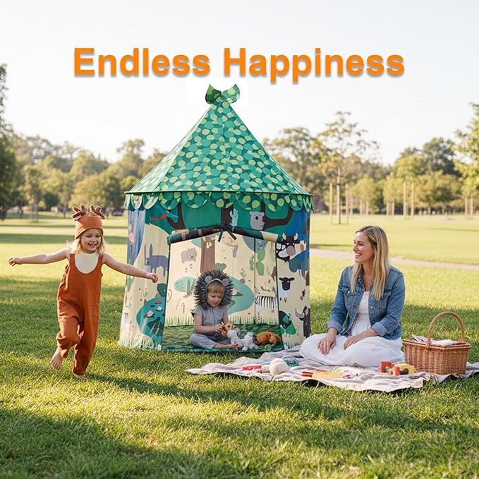 Kids Pop up Play Tent, Indoor Outdoor Toys Tent, Foldable Playhouse Tent for Boys Girls Baby Toddlers, Play Tent Boys Birthday Christmas Gift, Forestgreen