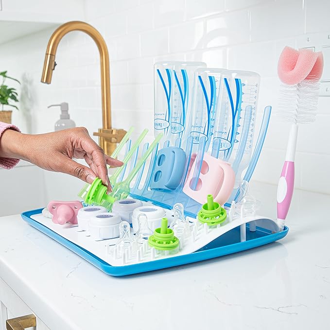 Dr. Brown's Baby Bottle Drying Tower, Stand-Up Drying Rack with Folding Baby Bottle Drying Rack for Easy Storage