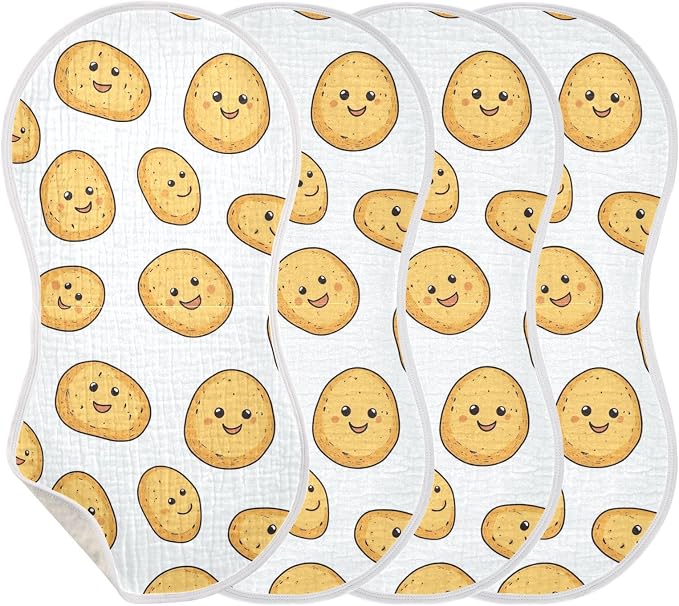 vvfelixl Baby Burp Cloths Potato Baby Baby Newborn Cotton Burping Cloths Set Baby Washcloths 4 Pack