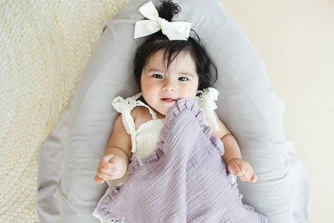 Leyl&Ari Toddler Blanket and Lovey Set | 100% Organic Cotton | Ruffled Lilac