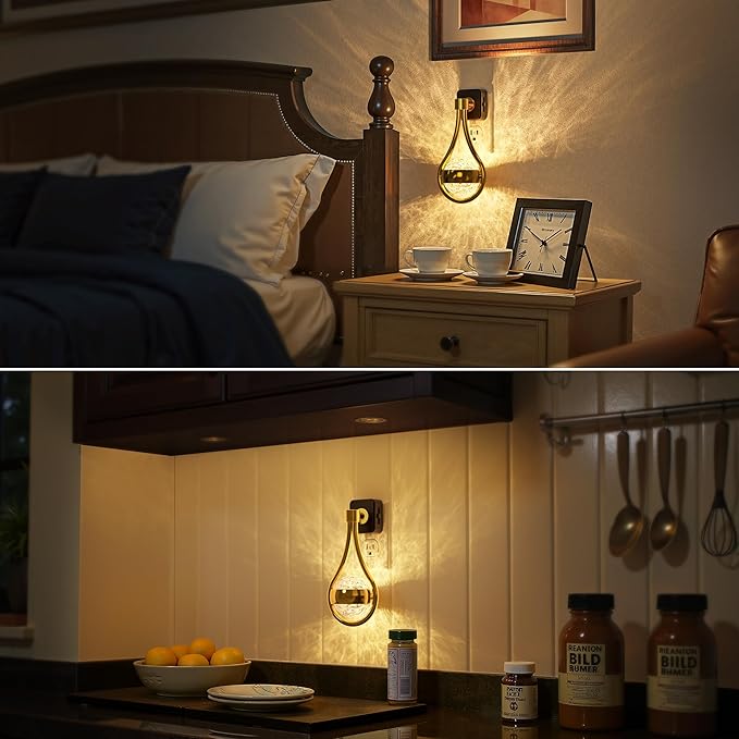 Briignite LED Night Lights Plug into Wall, 330° Rotating Night Light with Dusk to Dawn Sensor, 0-100LM Dimmable Nightlight Adjustable Brightness, 3000K Warm White for Hallway, Bedroom, Stairway, 2pack