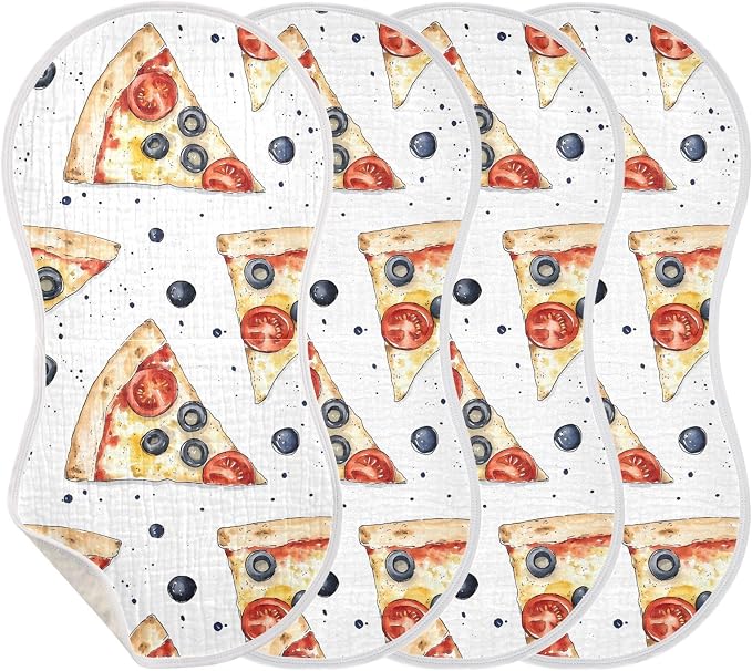 vvfelixl Muslin Burp Cloths Margherita Pizza Baby Washcloths for Baby Girl Boys 2 Pack