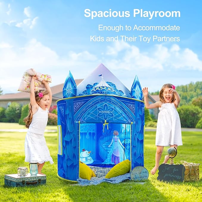 Hamdol Princess Play Tent for Girls, Frozen Toy, Ice Castle Kids Playhouse for Indoor & Outdoor, Imaginative Castle Tent with Carry Bag, Perfect Easter, Birthday & Valentine Gift for Girls Ages 2??