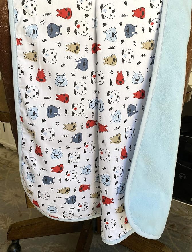 Dizzy Doggie Cotton Fleece Baby Blanket (Light Blue) 30"x40"