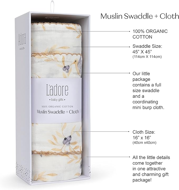 Ladore Baby Gifts Swaddle Blanket & Cloth Set (Vine/Boys)