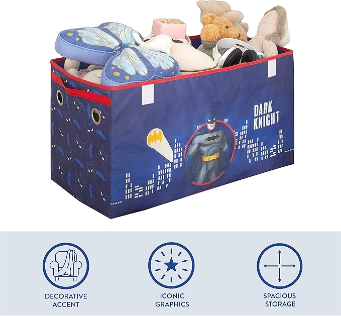 Idea Nuova Batman Collapsible Children?™s Toy Storage Trunk, Durable with Soft Lid, 28.5"x14.5"x16"