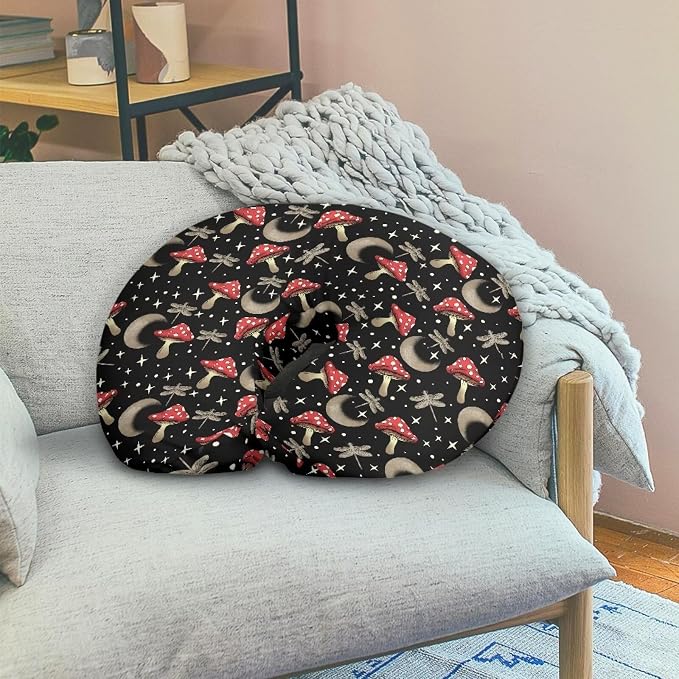 Mushroom Dragonfly Bottlefeeding Pillow Detachable Newborn Original Breastfeeding Slipcover Case and Positioner U-Shaped Head Support Protector Cushion Essential with Hidden Zipper