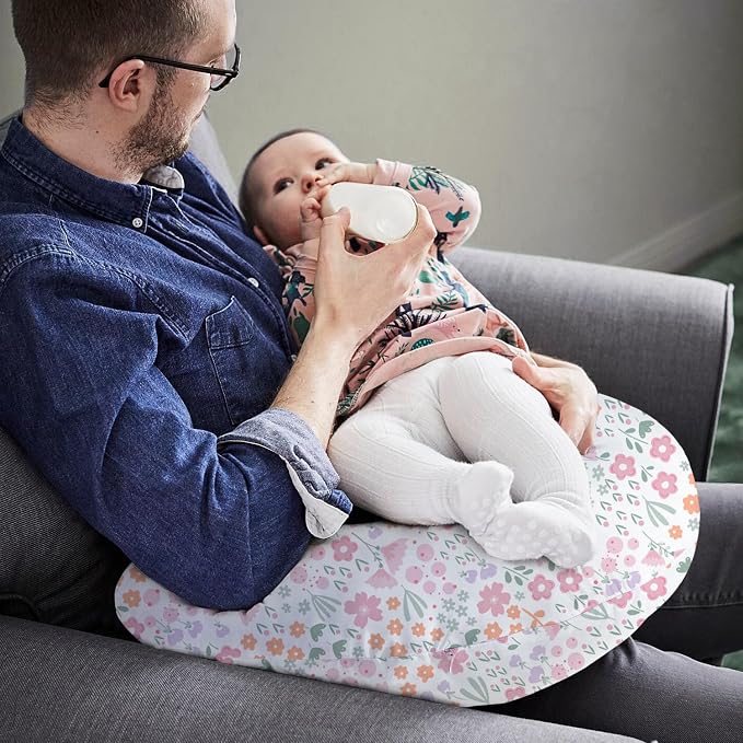 Little Grape Land Nursing Pillow for Breastfeeding, Ergonomic Feeding Pillow with Removable Cover, Baby Feeding Pillow with Hidden Zipper Guard and Supportive Breathable Filling, Floral, Original