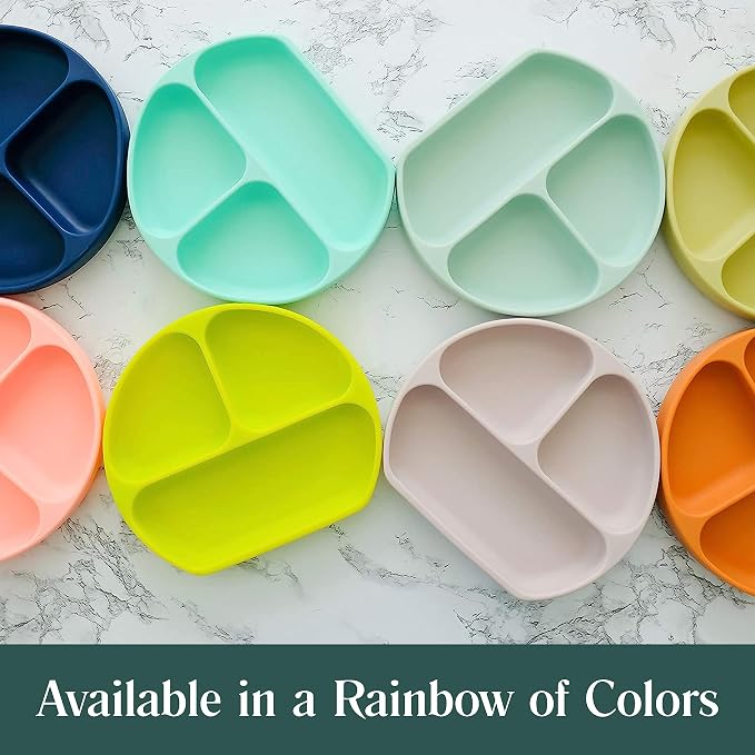 Simka Rose Baby Suction Plates - Silicone Divided Design, BPA Free, Microwave & Dishwasher Safe - Baby Led Weaning Supplies (Pack of 1)