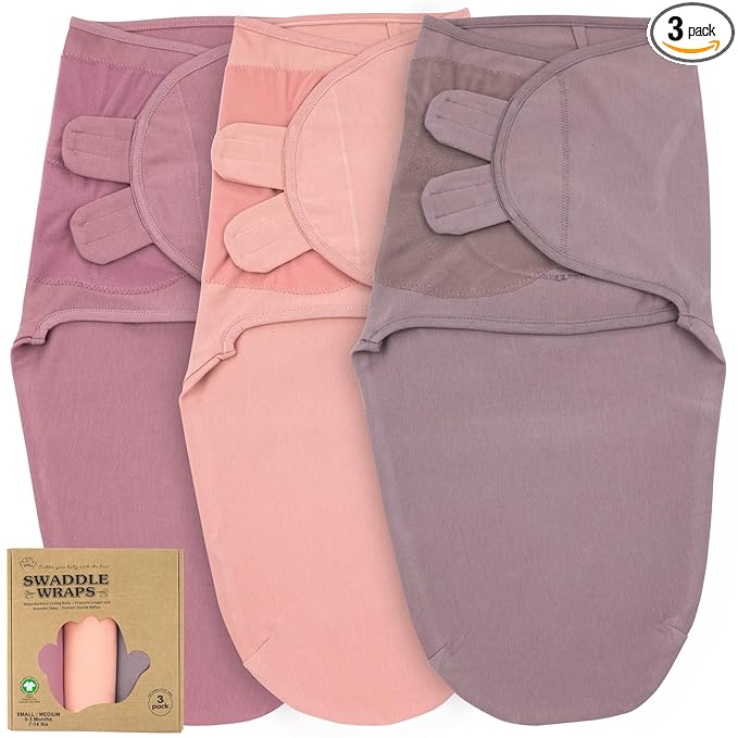 Newborn Swaddle Sleep Sacks - Infant 0-3 Months, Swaddles for Newborns Baby Girls Boys, 100% Organic Cotton Nursery Swaddling Blankets (3-Pack)