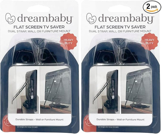 Dreambaby Flat Screen TV Saver Child Safety Straps - Anti-Tip Furniture Security Anchors - Adjustable Strap - Black - Model L860 (Pack of 2)