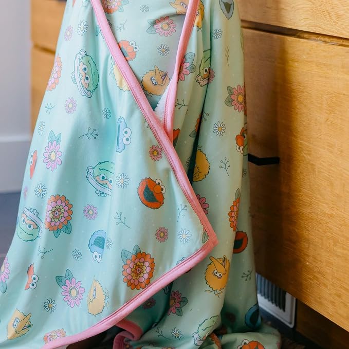Copper Pearl, Sesame Street Retro Floral Premium Big Kid Hooded Towel