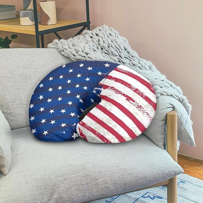 American Flag Ultra Soft Comfortable Baby Nursing Pillowcase with Hidden Zipper Soft Breathable Boy & Girl Nursing Pillow Support Cover for Bottle and Breastfeeding