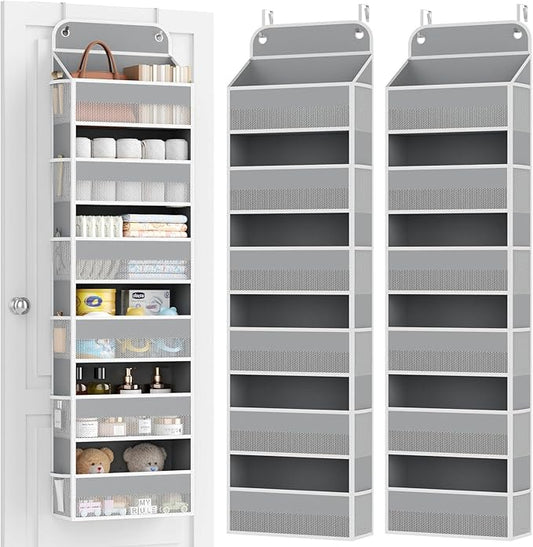 Yecaye 2 Pack Over The Door Organizer, 6-Tier Closet Door Hanging Organizer with 12 Mesh Pockets, Bathroom Organizers and Storage, Ultra Sturdy Large Capacity Over Door Storage Newborn Baby Essentials