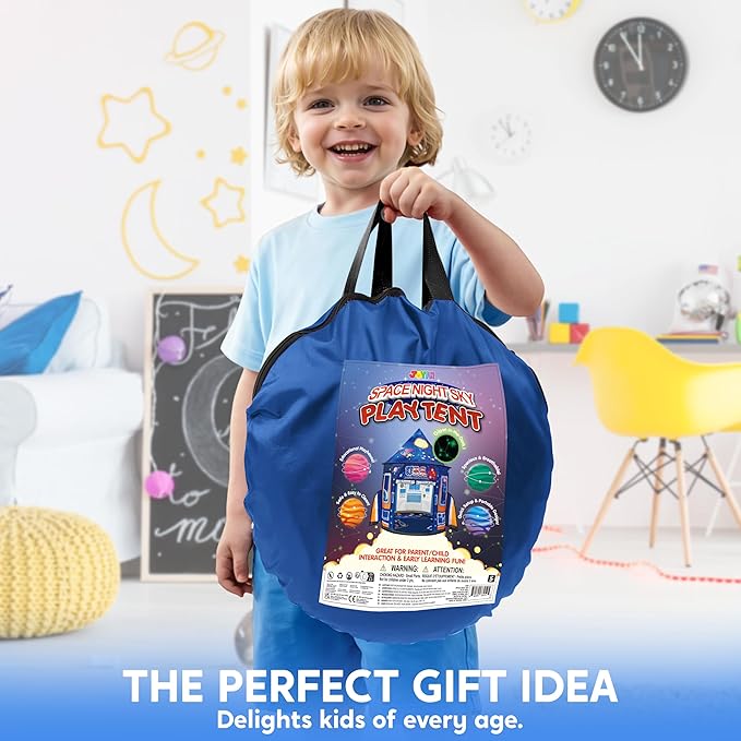 JOYIN Rocket Ship Play Tent for Kids ??Glow-in-the-Dark Space Tent with Starry, Astronaut Spaceship Foldable Playhouse for Boys & Girls, Indoor Outdoor Kids Pop-up Play House, Toddler Birthday Toy