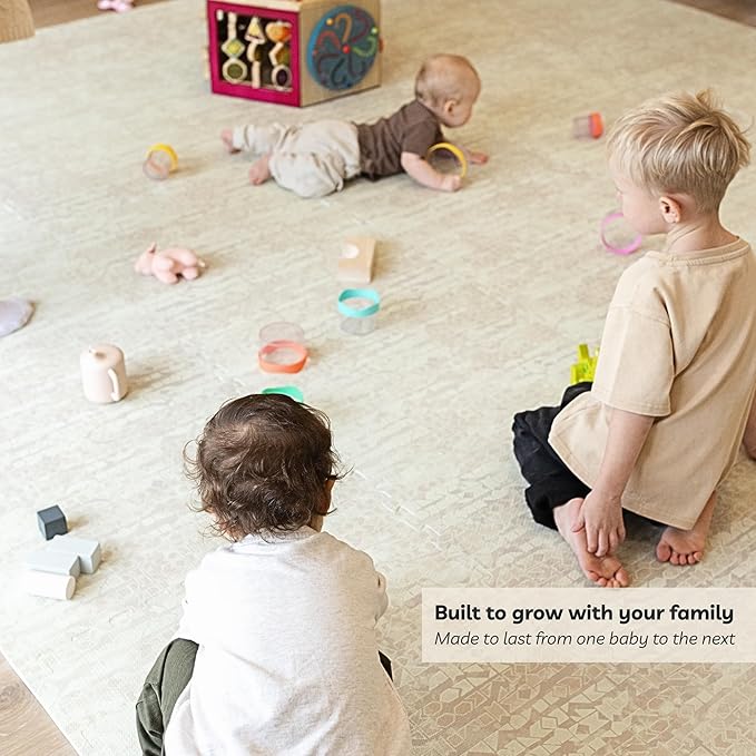 Little Landings Baby Play Mat for Floor - Sandstone (6x8ft) - Premium EVA Foam Play Mat for Babies & Toddlers (Ages 0-5+) Non-Toxic Playmat for Tummy Time, Crawling & Playroom - Stylish & Comfortable