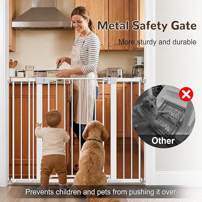 36” Tall Pet Gate with Door 29.7-48.8” Wide Adjustable Baby Gate | Auto Close, Pressure Mount Dog Gates for Doorways No Drilling, Indoor Puppy Gates for the House, Stairways, Hallways