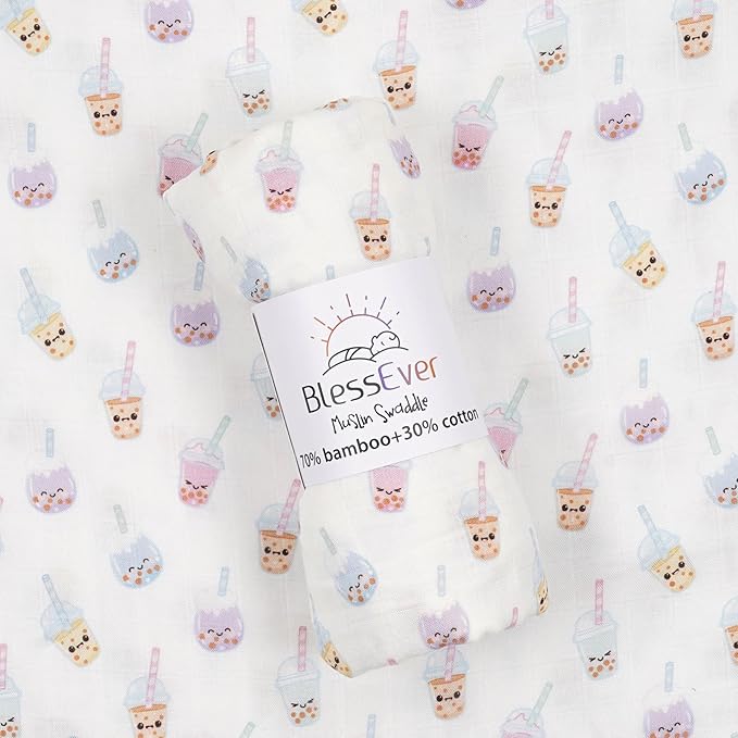 Muslin Swaddle Blanket for Unisex, Soft Breathable and Skin-Friendly Baby Swaddles for Boys & Girls, Newborn Receiving Blanket, Boba Blankets Babies, Large 42 x 47 inches