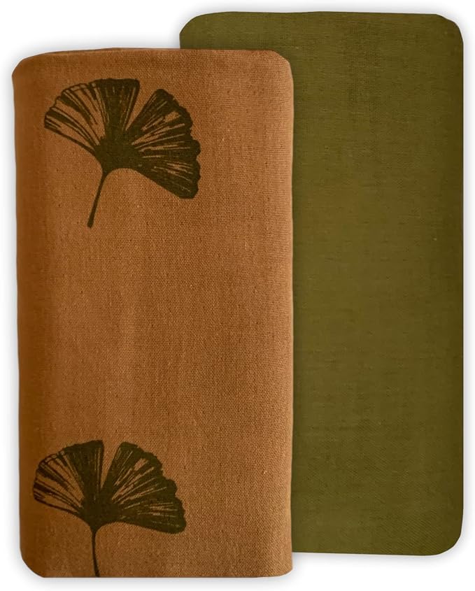 Leyl&Ari Muslin Baby Swaddle Blanket 100% Organic Cotton Recieving Wrap (Ginkgo/Olive Green Set)