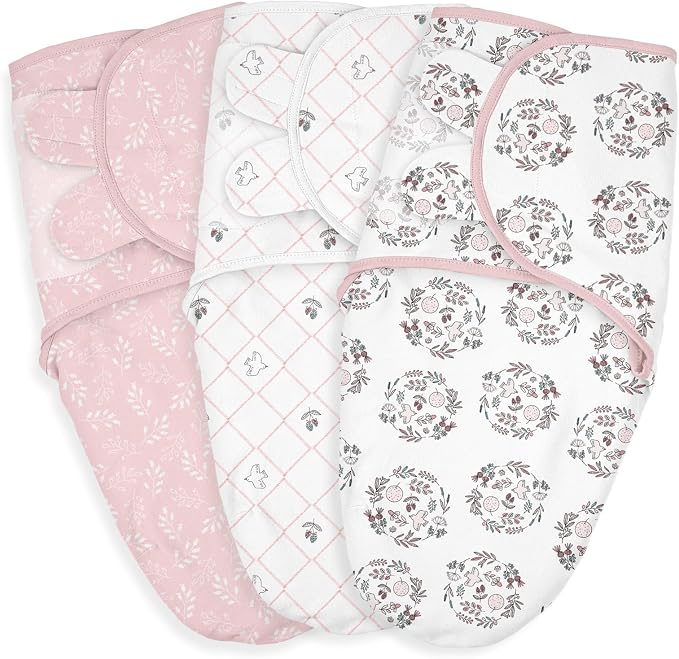 Baby Swaddle Sleep Sack 3 Pack, Organic Cotton Newborn Swaddle Wraps for 0-3 Months, Adjustable Wings, Breathable Soft Swaddling Blankets for Infant Boys Girls, Baby Sleep Essentials
