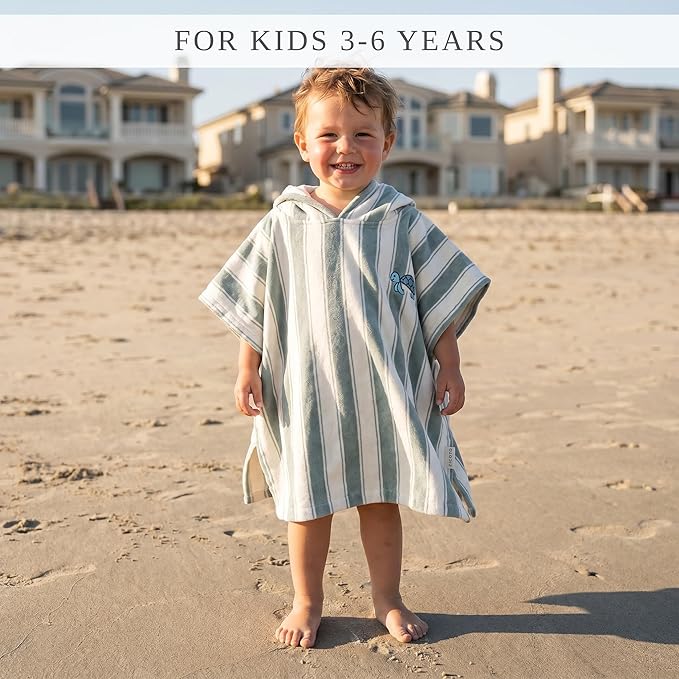 ZICOTO Stylish Hooded Beach Towel for Kids - Extra Soft and Fast Drying Poncho for Toddlers 3-6 Years is Made of Premium Cotton - Perfect Cover Up for Beach Days or Pool and Bath Time Adventures
