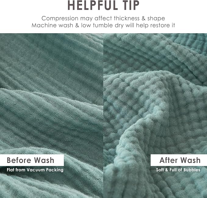 EMME Muslin Throw Blanket for Adults 100% Cotton Blankets for Couch 4-Layer Summer Breathable Gauze All Season Soft and Lightweight Pre-Washed (Teal, 50"x71")