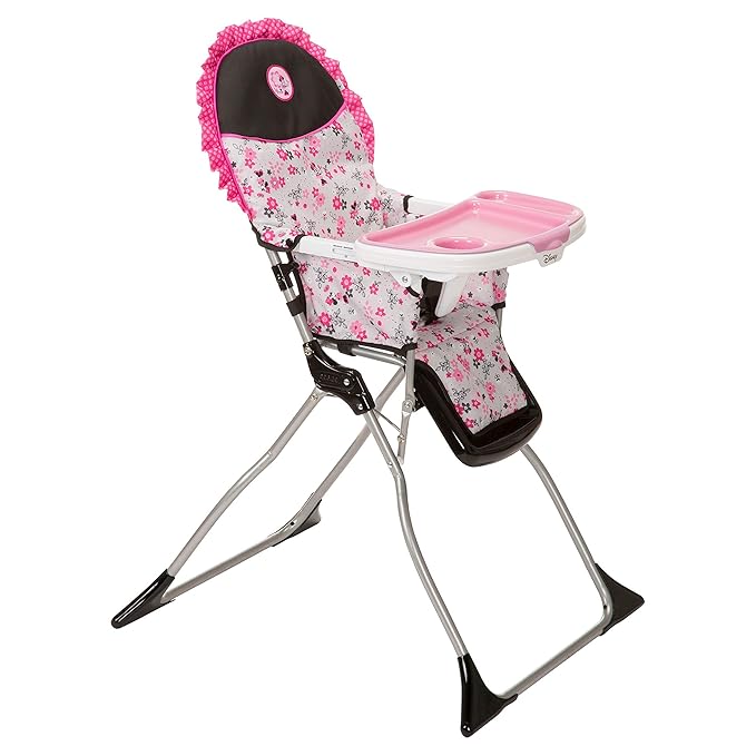 Disney Baby Minnie Mouse Foldable Highchair for Baby, Simple Fold High Chair with 3-Position Tray, Garden Delight