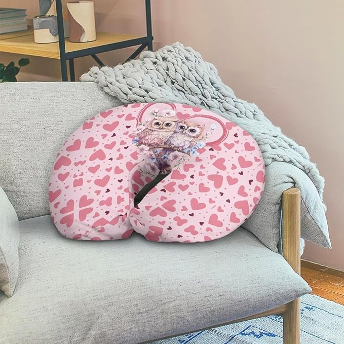 Love Heart Owls Ultra Soft Nursing Pillowcase Skin-Friendly Fabric Bottle & Breastfeeding Pillows Support Cover for Wife New Moms Valentine's Gift