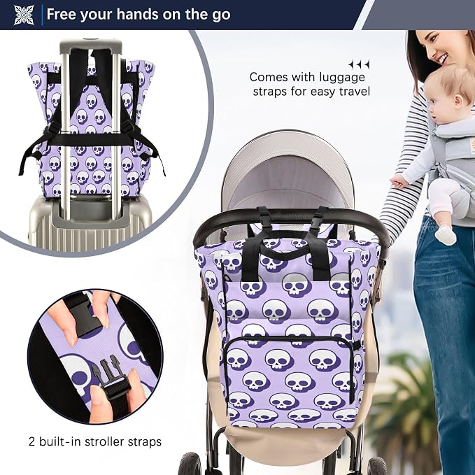 Skulls Dark Shadow Diaper Bag Large Cap Insul Mom Dad