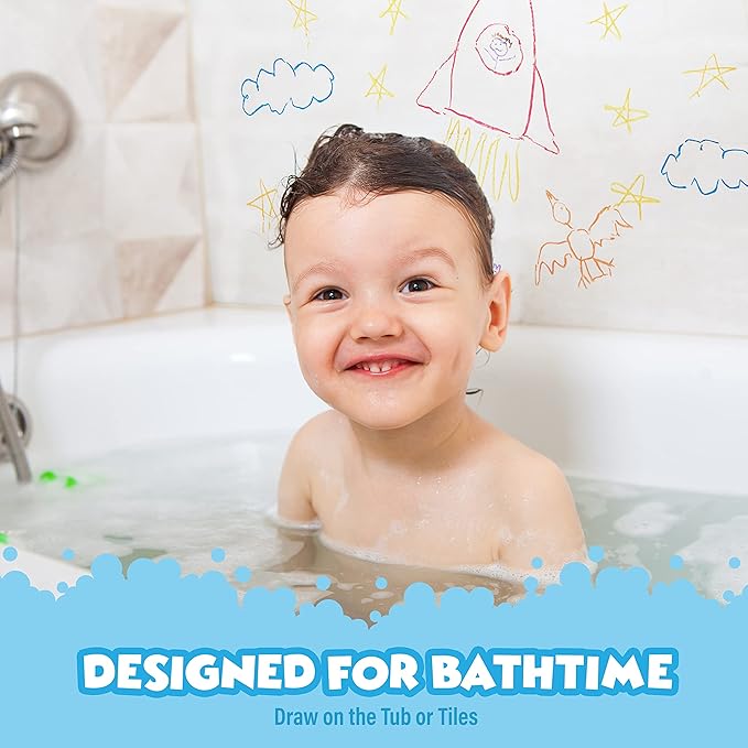 Tub Works® Sweet Scents Smooth??Bath Crayons Bath Toy, 12 Pack | Nontoxic, Washable Bath Crayons for Toddlers & Kids | Unique Formula Draws Smoothly & Vividly on Wet & Dry Tub Walls | Scented Crayons