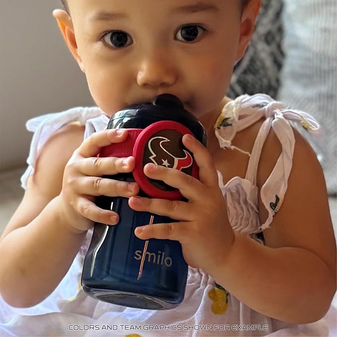 Smilo Straw Cup - Houston Texans Officially Licensed NFL Sippy Cup - Baby and Toddler Cup with Weighted Silicone Straw and 8.5 oz Capacity - BPA-Free