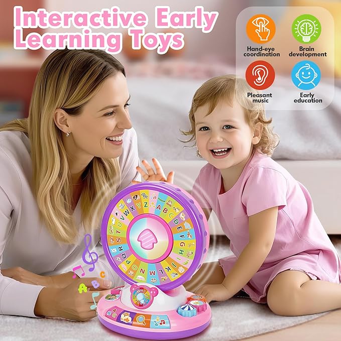 Learning Toys for 1 2 3 Year Old Boy Girl, Spin and Sing Alphabet Zoo with Sounds for Toddler 1-3, Educational Development Toy for Kid, Christmas Birthday Gifts for Baby 12-18 Months+