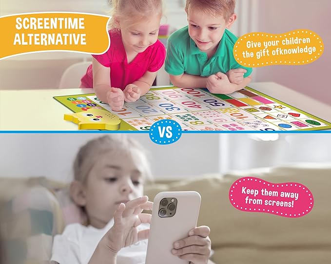Bilingual Learning Toys - Spanish Toys for Toddlers 1-3, Interactive Number Toys, Numbers for Toddlers - Educational Talking Wall Chart for Kids