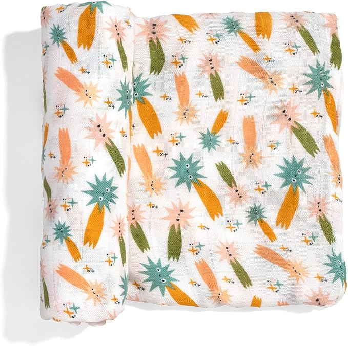 Rookie Humans Viscose from Bamboo Muslin Swaddle Blankets for Baby Girls and Boys - 47 x 47 inches Swaddling Blankets - Newborn Baby Essentials, Space Theme