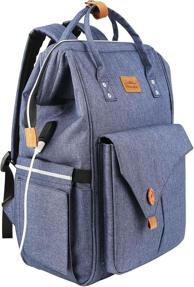 Niumike Baby Diaper Bag Backpack Multifunction Large Capacity Maternity Baby Changing Bags with Changing Pad and USB Waterproof Stylish Mothers Day Gifts for Mom Navy